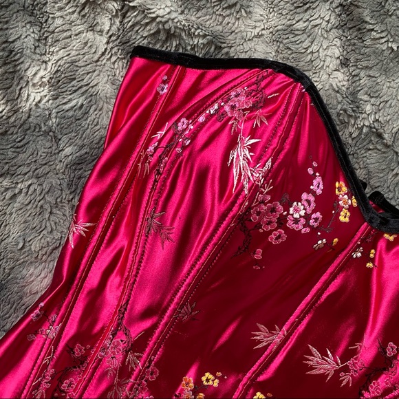 SOLD VTG Floral Brocade Satin Corset - Picture 2 of 13